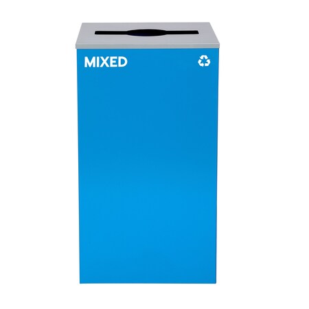 Alpine Industries Square Recycling Bin, 29 Gallons, Blue Can, Mixed Opening Lid, for Mixed ALP4450-KIT-BLU-M-MIX
